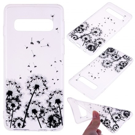 Samsung Galaxy S10 Plus Clear Case Musta voikukka