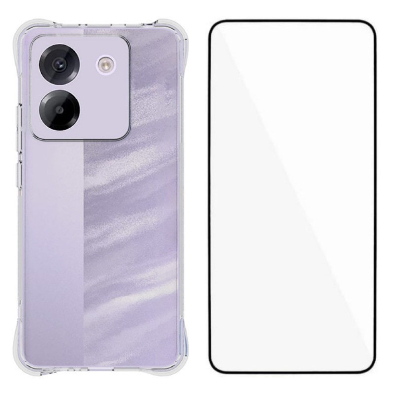 Poco M7 Pro 5G läpinäkyvä suojakuori
, jossa on panssarilasi
oleva suojalasi