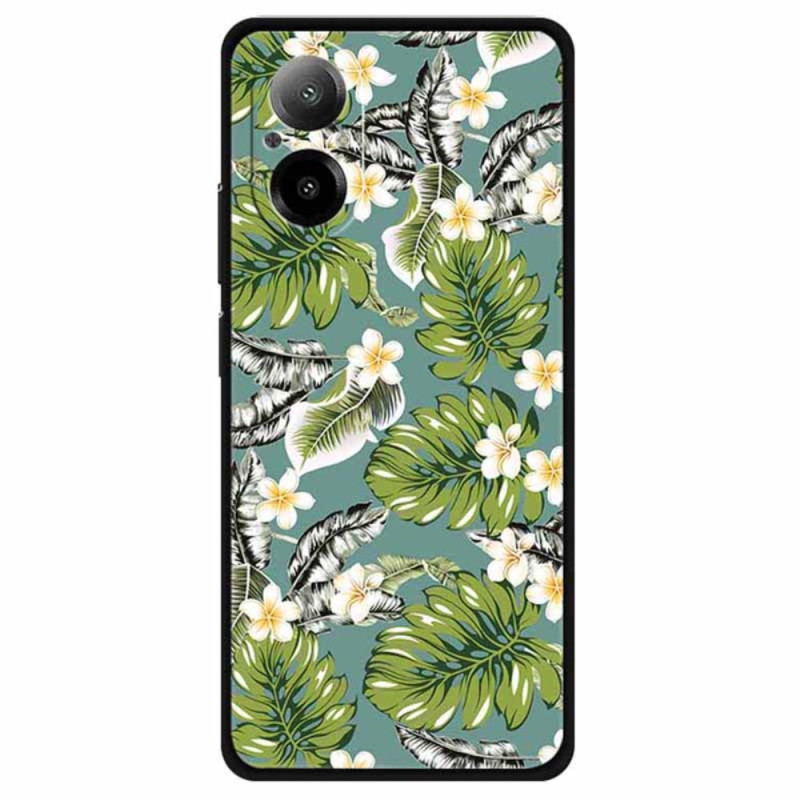 Coque Realme C67 Feuilles de Bananier et Fleurs Dorées