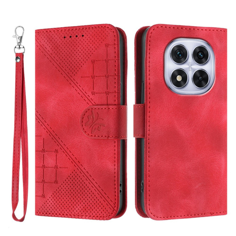 Housse Xiaomi Redmi Note 14 Pro 4G Motif Géométriques à Lanière