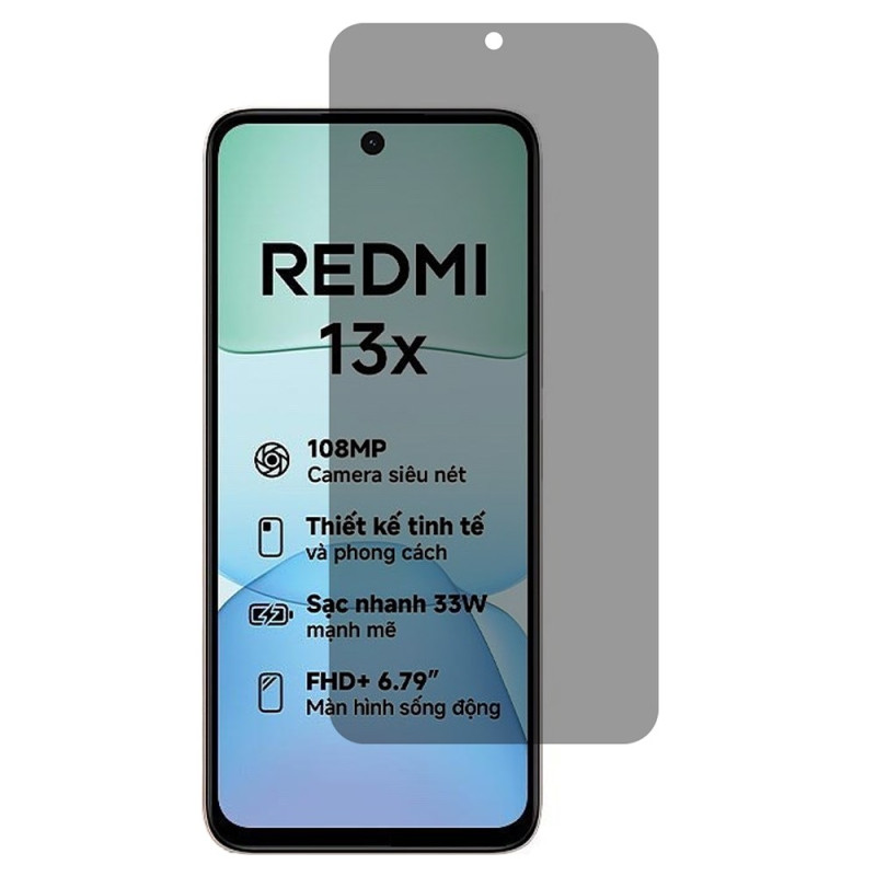 Anti-Spion panssarilasi
suoja Xiaomi Redmi 13X näytölle