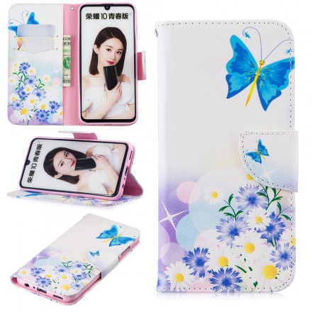 Kansi Honor 10 Lite / Huawei P Smart 2019 Maalattu perhosia ja kukkia