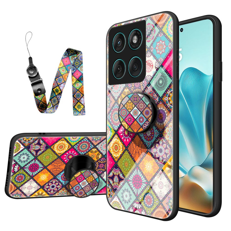 Kansi Motorola Edge 60 / Edge 60 Fusion -tuki ja kiinnityslenkki Patchwork