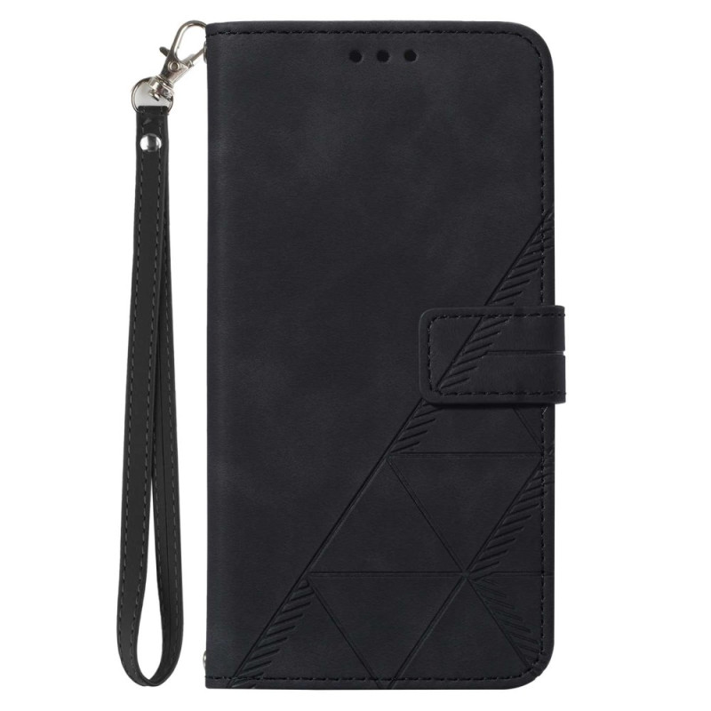 Housse Samsung Galaxy Xcover 7 Effet Daim Triangles à Lanière