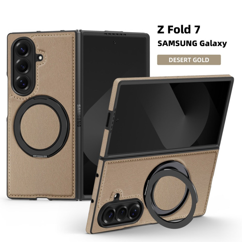 Samsung Galaxy Z Fold 7 Nahkatehosteinen MagSafe-yhteensopiva suojakuori
, jossa on 360° kääntyvä tukirengas