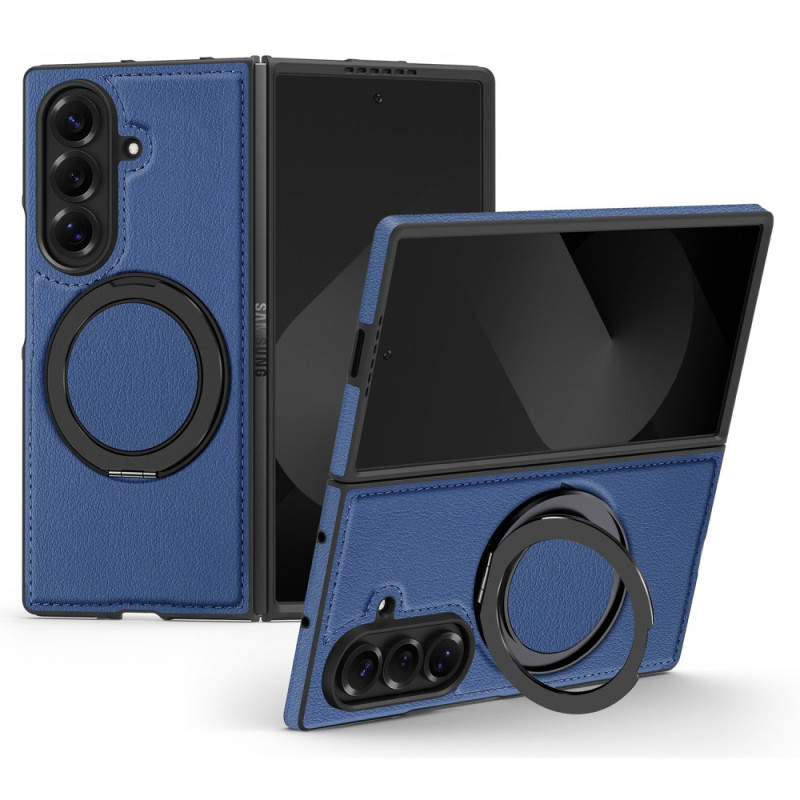 Samsung Galaxy Z Fold 7 Nahkatehosteinen MagSafe-yhteensopiva suojakuori, jossa on 360° kääntyvä tukirengas