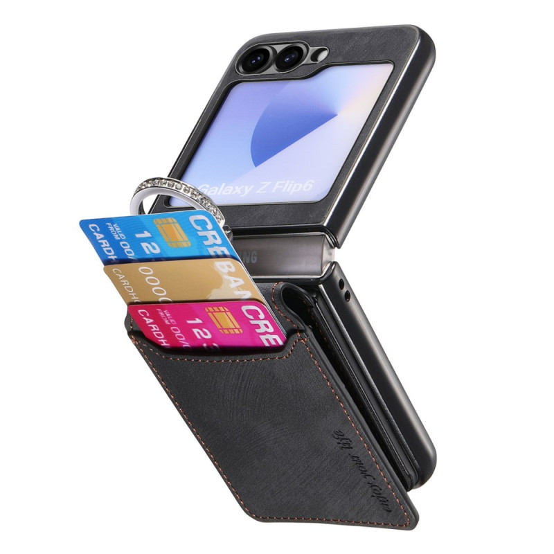 Samsung Galaxy Z Flip 7 FE / Z Flip 6 mokkanahkainen suojakuori
, jossa on korttipidike