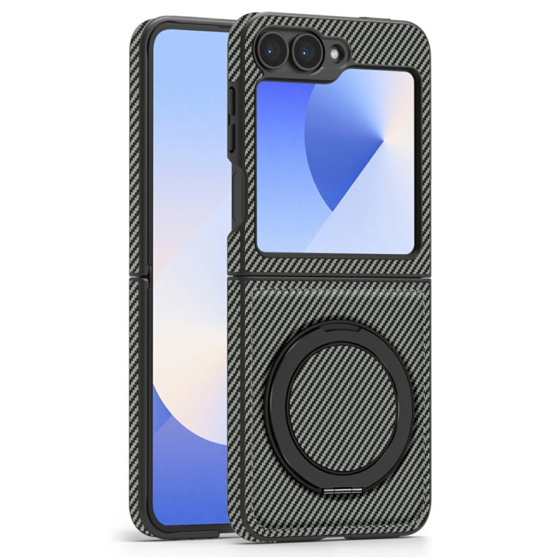 Samsung Galaxy Z Flip 7 FE / Z Flip 6 Magneettinen hiilikuituinen suojakuori
 jalustalla varustettuna