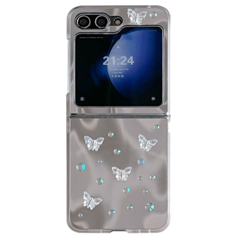 Samsung Galaxy Z Flip 7 FE / Z Flip 6 peilikotelo, jossa on helmiranneke