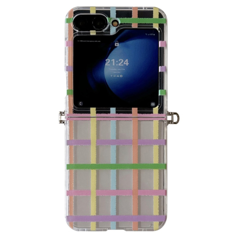 Suojakuori
 Samsung Galaxy Z Flip 7 FE / Z Flip 6 kuvio Grid ja Pearl kantolenkki
