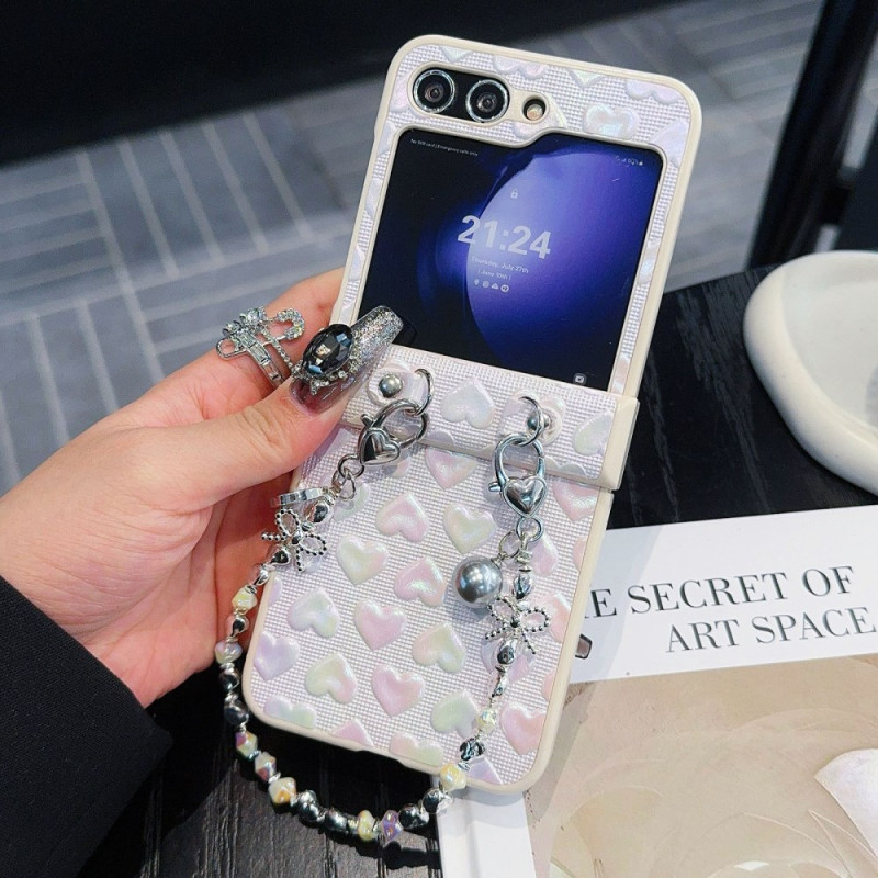 Samsung Galaxy Z Flip 7 FE / Z Flip 6 3D Heart Suojakuori
 ja kantolenkki
