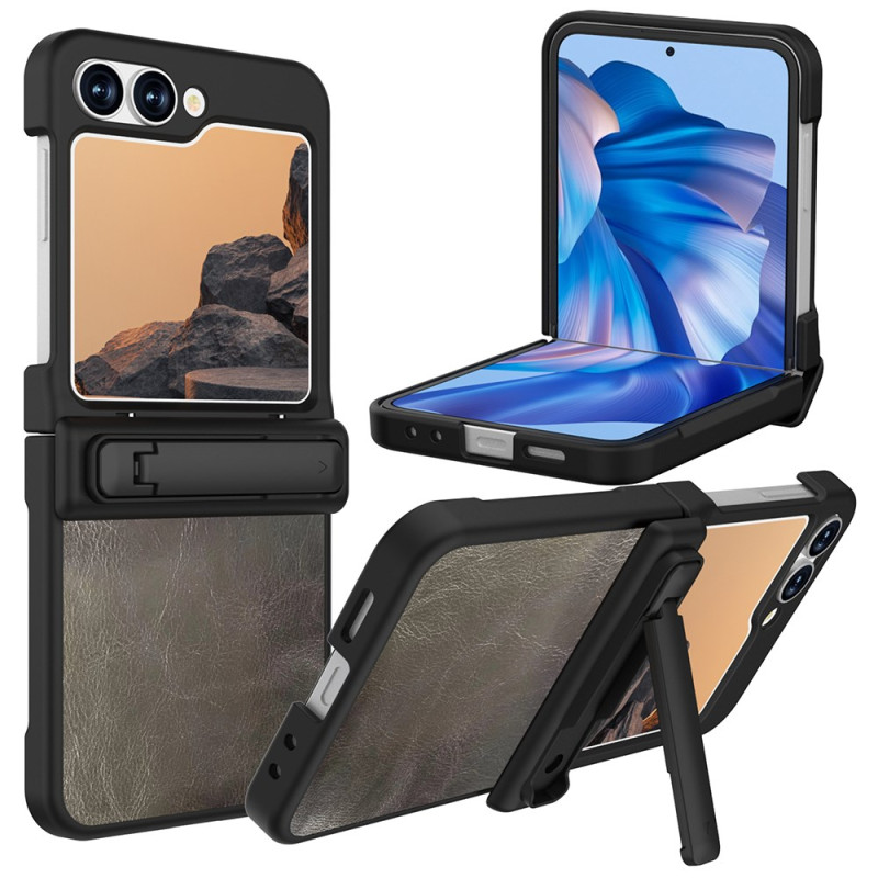 Samsung Galaxy Z Flip 7 FE / Z Flip 6 nahkakotelo jalustalla varustettuna