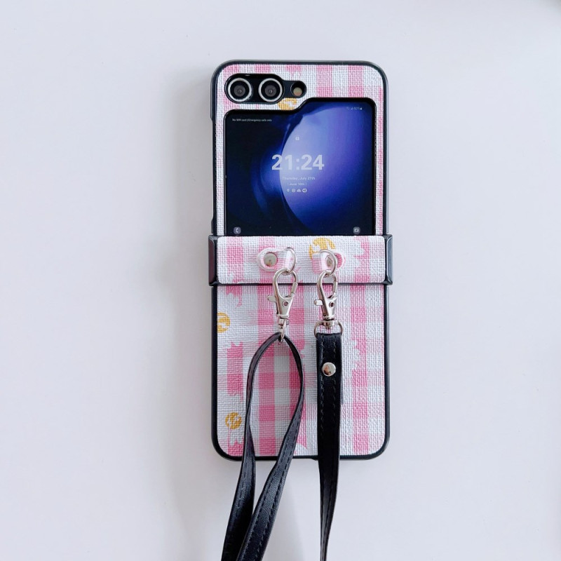 Suojakuori
Samsung Galaxy Z Flip 7 FE / Z Flip 6 Kukka- ja ruutukuviot olkahihnan kanssa