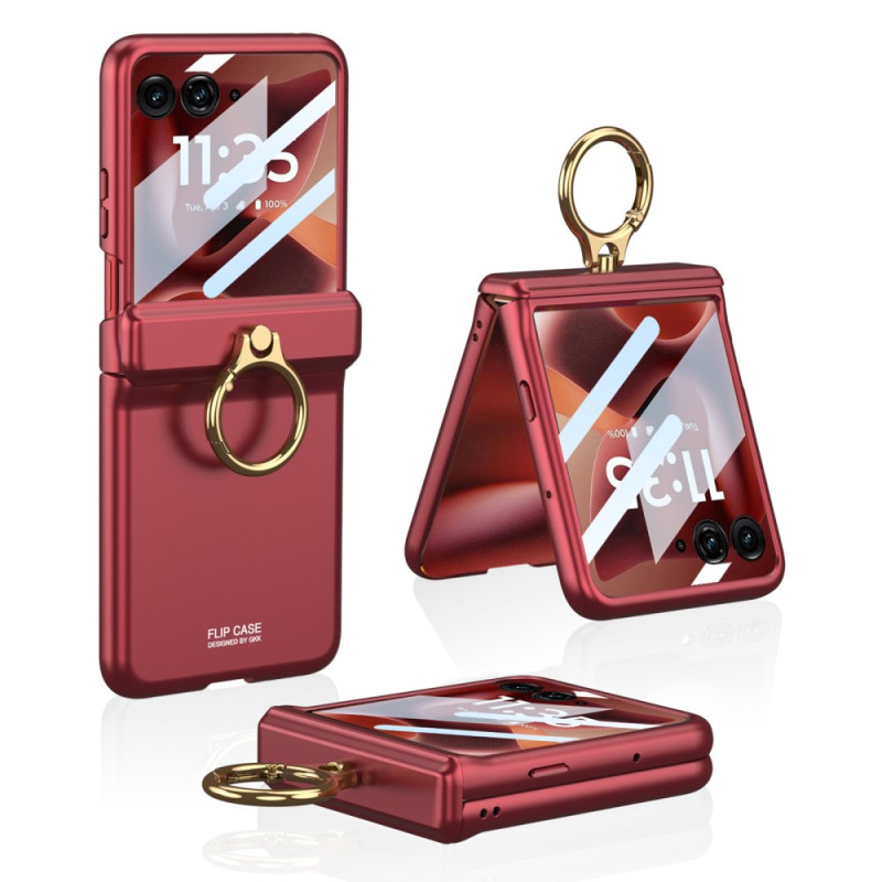 Kansi Motorola Razr 60 Ultra Nahkatehosteinen rengas-tuki