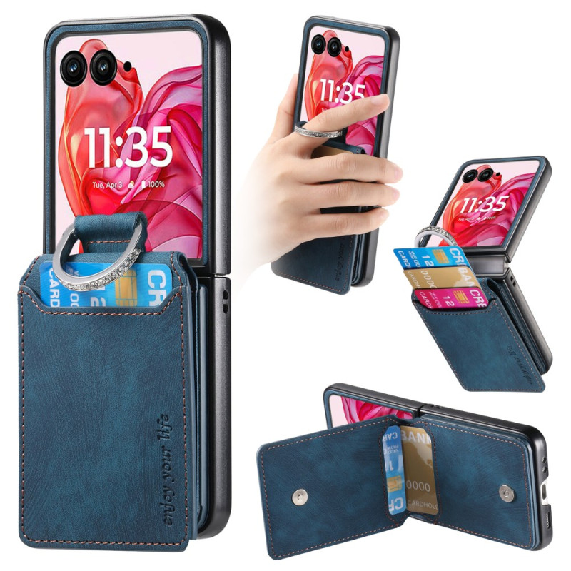 Kansi Motorola Razr 60 Ultra Suede Effect Card Suojakuori
ja jalusta