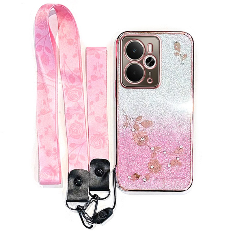 Coque Realme 14 5G / 14T 5G Fleurs et Strass à Lanière KADEM