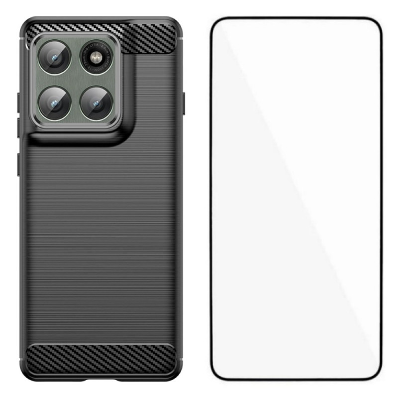 Motorola Edge 60 Pro Harjattu hiilikuitu Suojakuori
 panssarilasi
 näytönsuojaa varten