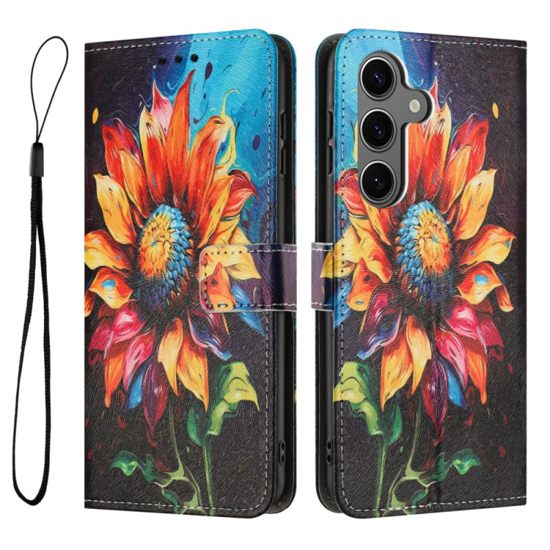 Samsung Galaxy S25 FE Auringonkukka Paint Suojakuori
 hihnalla