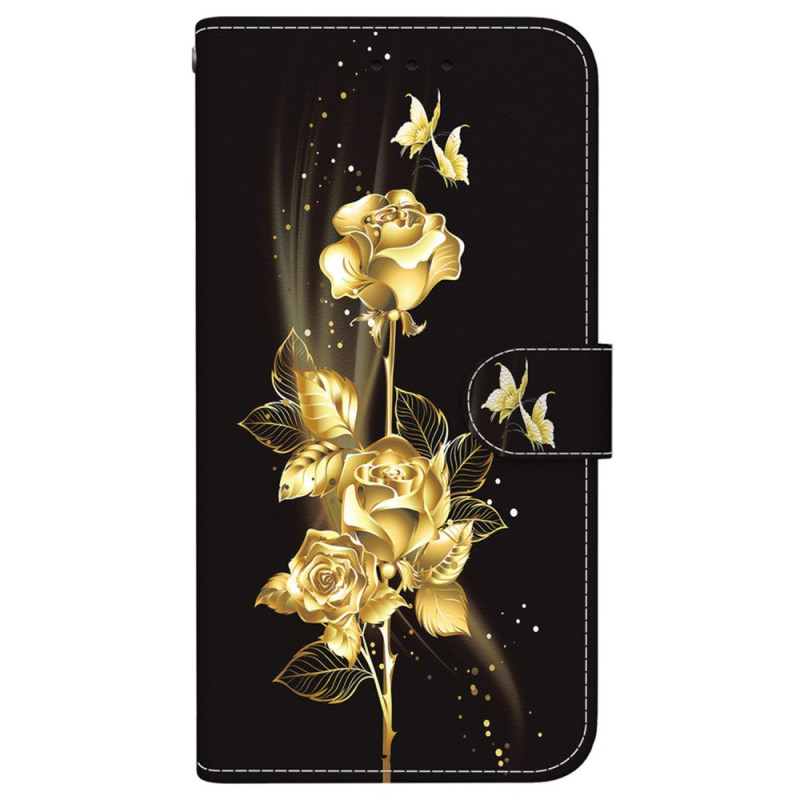 Housse Xiaomi Redmi 15C 4G Papillon Doré et Rose