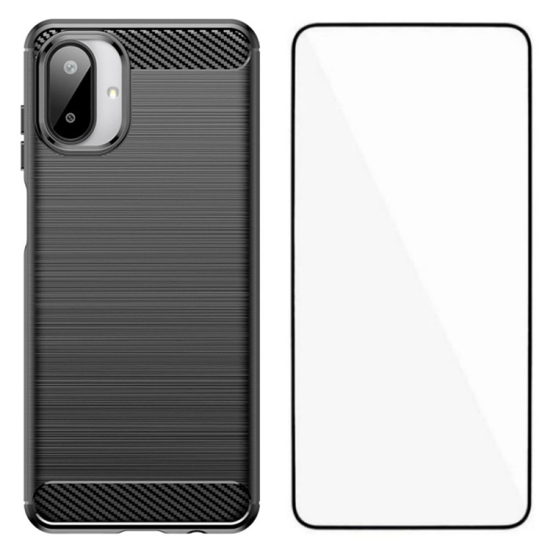 Samsung Galaxy A07 Harjattu hiilikuitu suojakuori
 näytönsuojalla