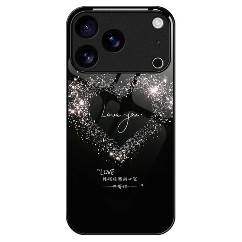 iPhone 17 Pro Max kova suojakuori lasi sydän musta