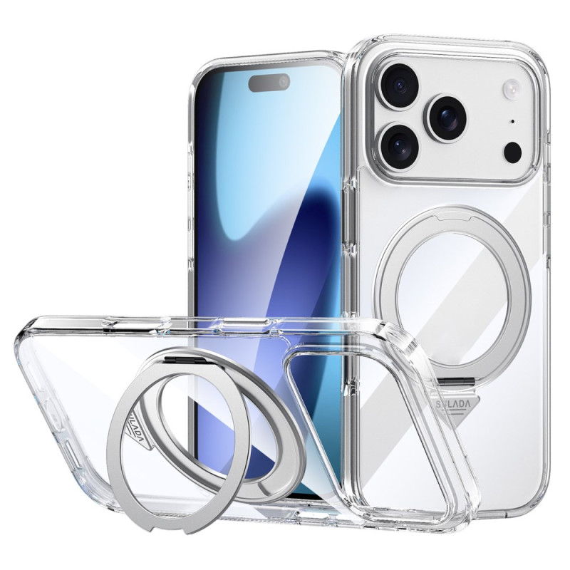 Magneettinen läpinäkyvä
 iPhone 17 Pro suojakuori
 jalustalla