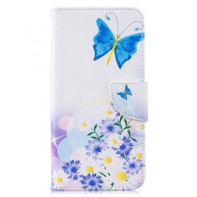 Kansi Huawei Y7 2019 Maalattuja perhosia ja kukkia