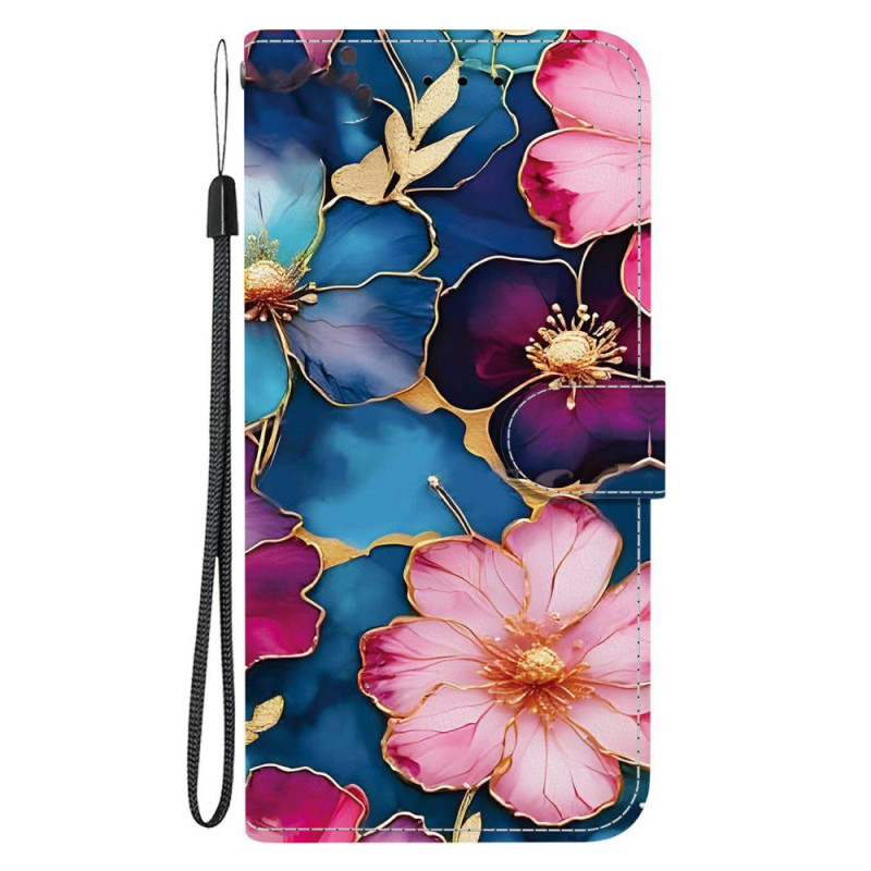Housse Sony Xperia 10 VII Motif Floral Bleu et Or