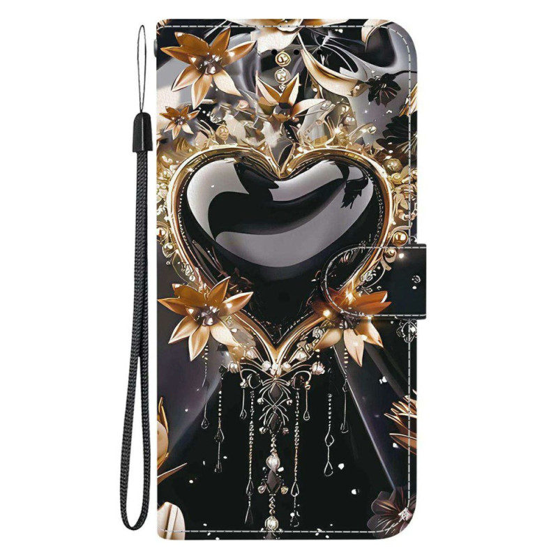 Housse Sony Xperia 10 VII Cœur Noir et Or