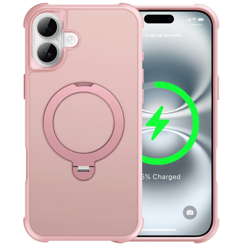 iPhone 16 MagSafe Metal Effect -suojakuori
, jossa on tukirengas
