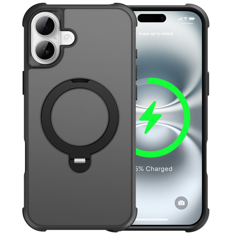 iPhone 16 MagSafe Metal Effect -suojakuori
, jossa on tukirengas
