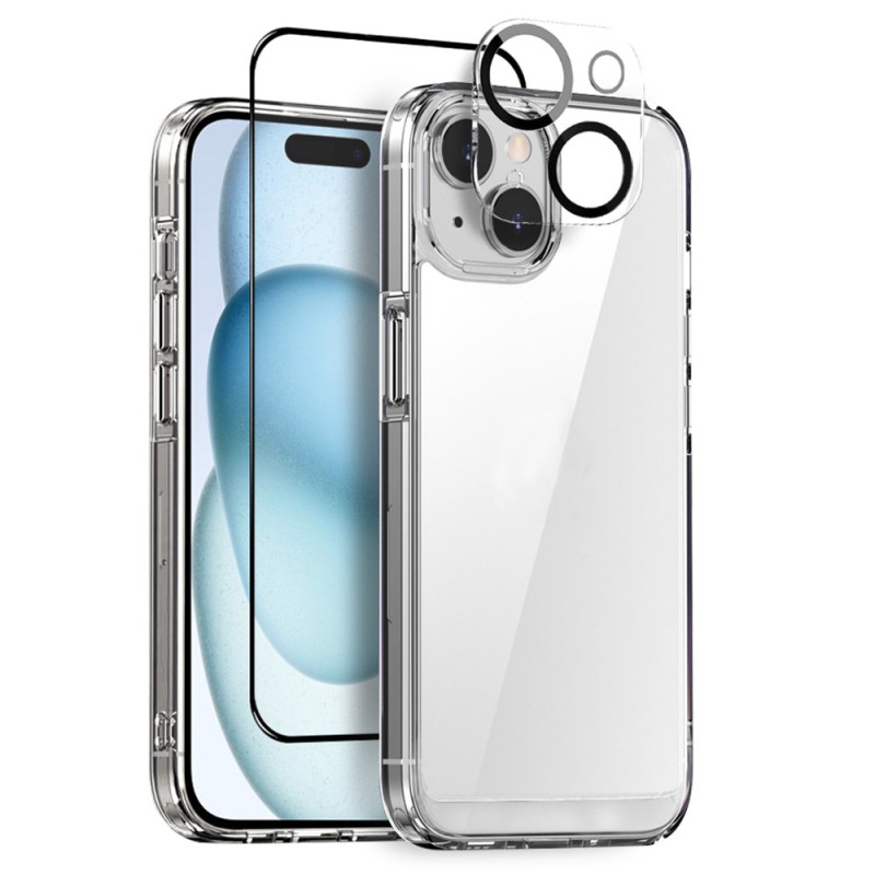 iPhone 15 3-in-1-suojapakkaus (kuoret, näytönsuoja ja linssisuoja)