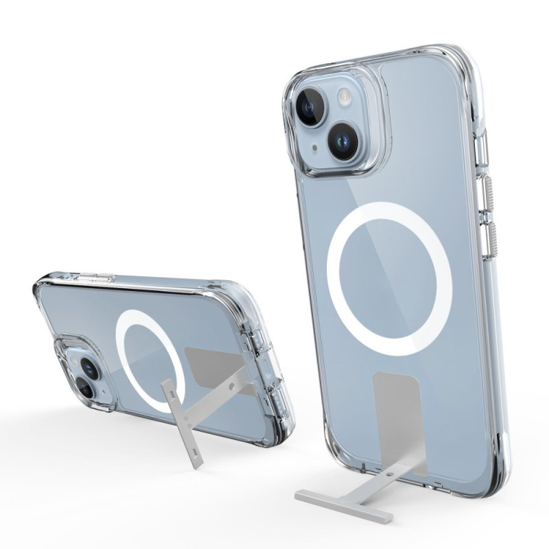 iPhone 15 Plus / 14 Plus MagSafe läpinäkyvä suojakuori
 jalustalla