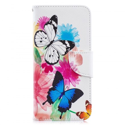 Kansi Huawei Y6 2019 Maalattuja perhosia ja kukkia