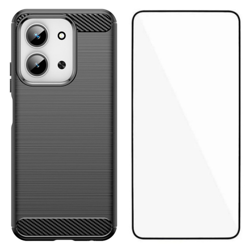 Xiaomi Redmi 15C 5G /4G Harjattu hiilikuitu Suojakuori
näytönsuojalla