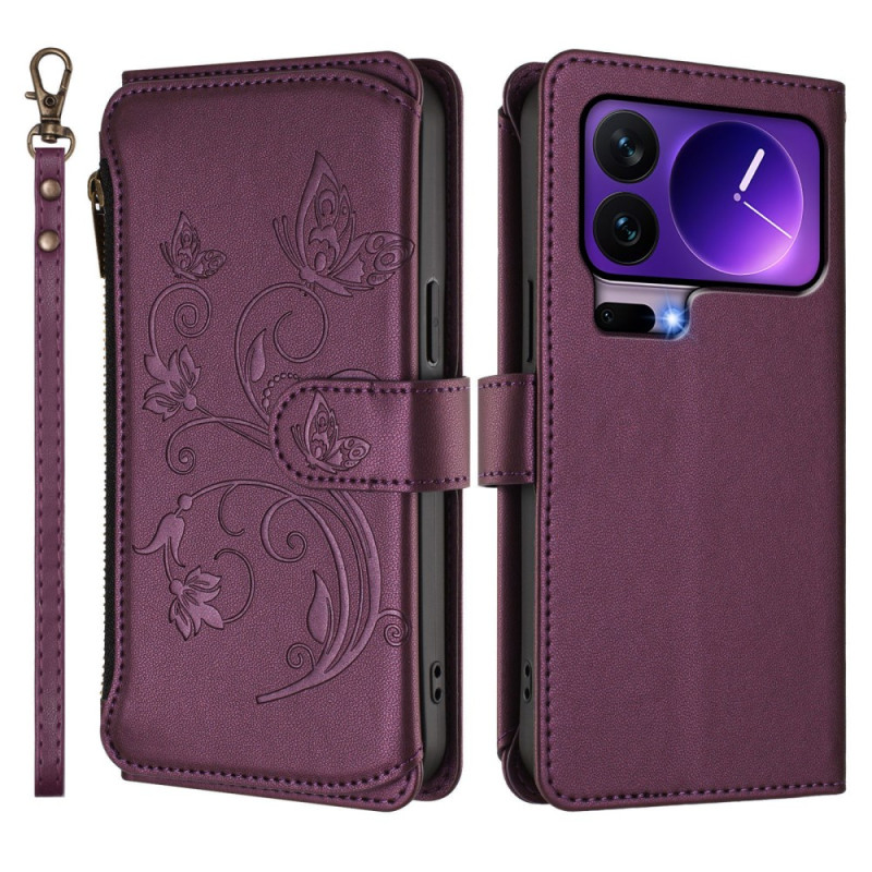 Suojakuori Xiaomi 17 Pro lompakko kukkakuvioitu