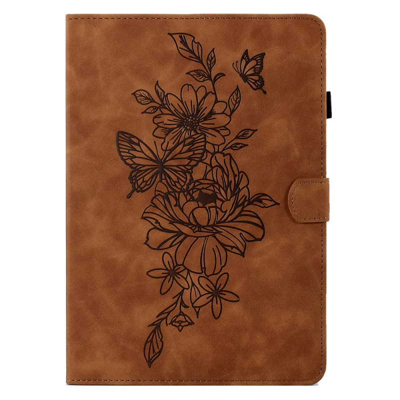 Housse Samsung Galaxy Tab S11 Effet Daim Fleurs et Papillons