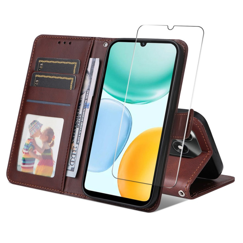 Honor X5c Plus keinonahkainen suojakuori
 näytönsuojalla