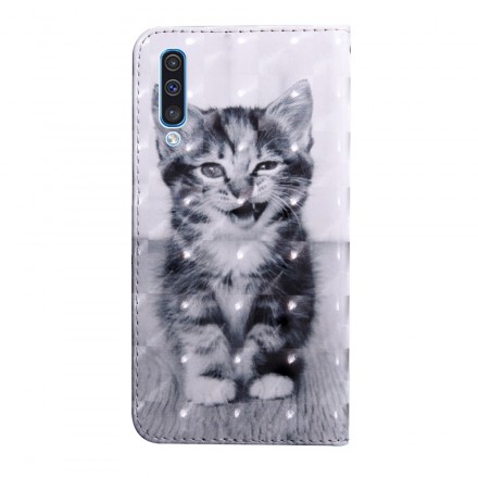 Samsung Galaxy A50 Cat Case Musta ja valkoinen