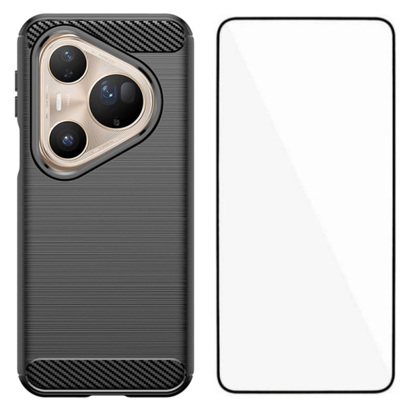 Huawei Pura 80 Ultra harjattua hiilikuitua suojakotelo
 näytönsuojalla