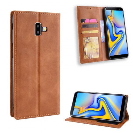 Flip Cover Samsung Galaxy J6 Plus Nahkatehoste Vintage Tyylikäs