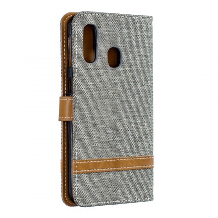 Samsung Galaxy A40 Kangas ja nahka Effect Case hihnalla