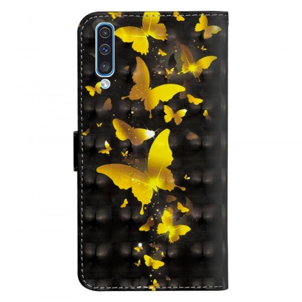 Samsung Galaxy A70 Kotelo Keltainen Perhoset