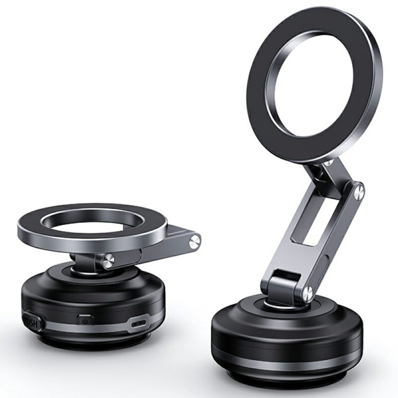 Magneettinen autoteline imukupilla ja taittuvalla varrella varustettuna