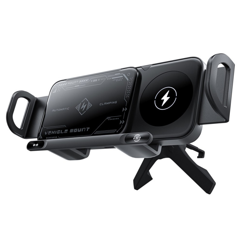 Autopuhelimen pidike, jossa on 15W pyörivä langaton laturi