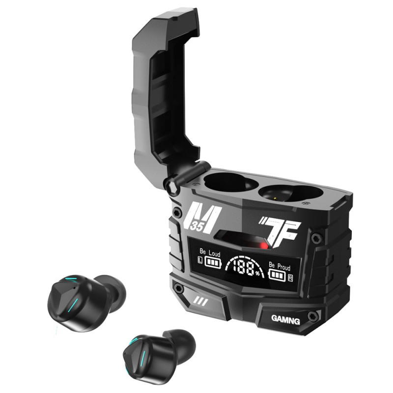 Langattomat Bluetooth-kuulokkeet, joissa on digitaalinen näyttö ja latauskotelo