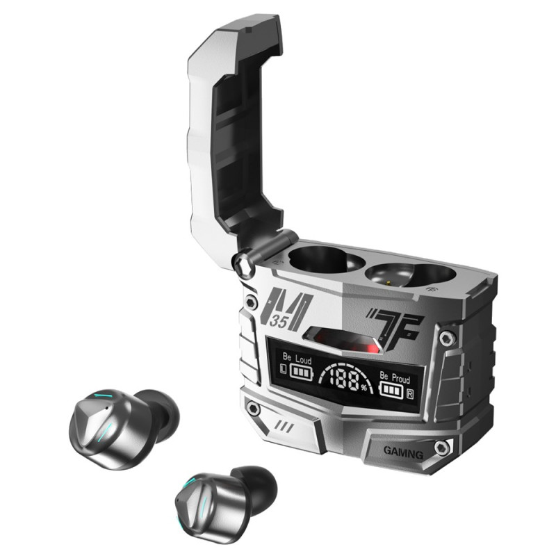 Langattomat Bluetooth-kuulokkeet, joissa on digitaalinen näyttö ja latauskotelo