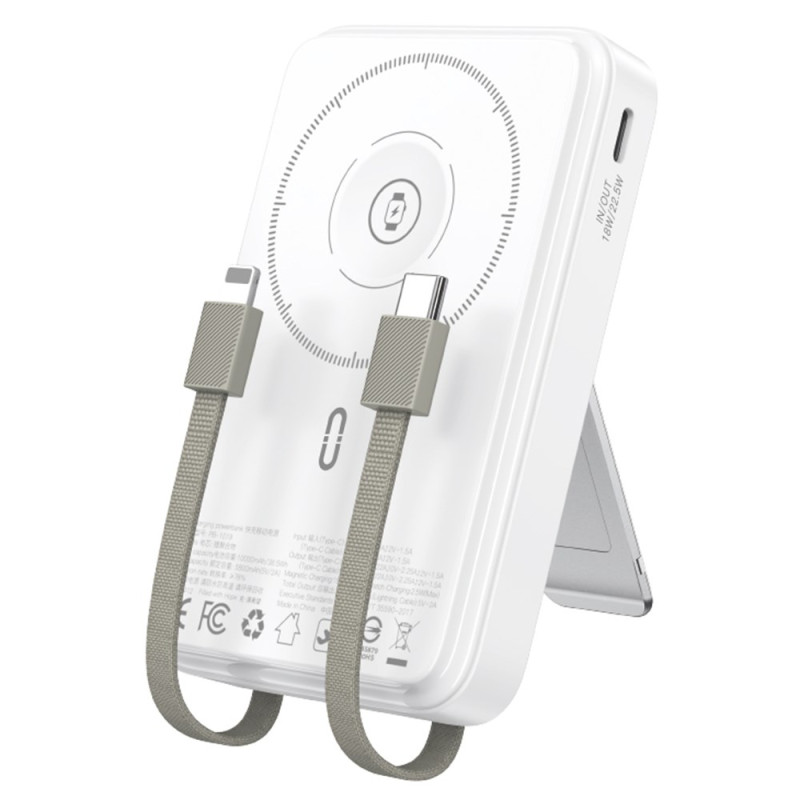 Ulkoinen magneettinen pikalatausakku jalustalla ja integroidulla kaapelilla TOTU