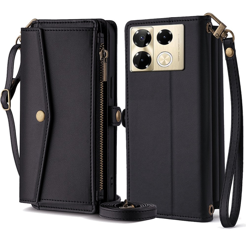 Infinix Note 40 Pro 4G suojakotelo vetoketjullinen tasku ja 2 hihnat