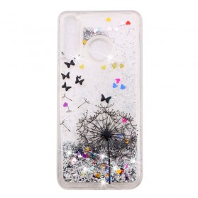Huawei P30 Lite läpinäkyvä kansi Dandelion Black Glitters